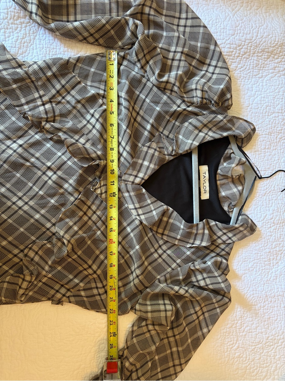 Taylor Long Plaid Ruffle-Front Dress - Picture 6 of 7